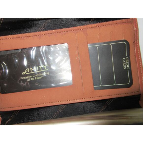 VTG Amity Leather Trim Clutch Wallet Camel Tan Women with BOX NEW - Picture 6 of 14